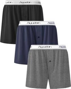 CavenPesy Boxershorts Herren Baumwolle Unterhosen Männer Locker Herren Boxershorts Unterwäsche American Boxershorts Herren Mit Eingriff 3er Pack (Schwarz, Dunkelgrau, Dunkelblau, XL) von CavenPesy