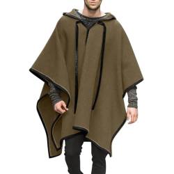 Caxndycing Herren Kapuzenponcho Clint Eastwood Poncho Decke Casual Cape mit Kapuze Poncho für Männer Unregelmäßiger Saum Kapuzenpullover Bequeme Hauskleidung Fashion Streetwear von Caxndycing