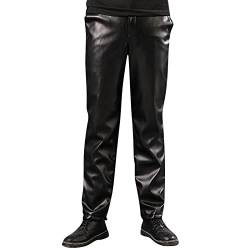 Caxndycing Herren Motorrad Lederhose Herren Modern Lederhose Herren Freizeit Lederhose Hosen aus PU Leder Warme Trainingshose Meggings Wetlook Lederhose von Caxndycing