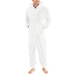 Caxndycing Herren Paar Jumpsuit Kuschelig Lustig Lang Pyjama Winter Warm Plüsch Overall Schlafoverall Reißverschluss Teddy Fleece Einteiler Onesie Einteiler Onesie von Caxndycing