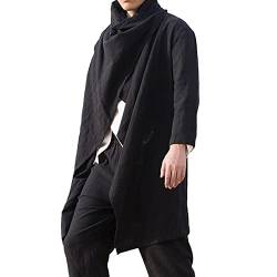 Caxndycing Herren Poncho Unregelmäßiger Lang Mantel Baumwolle Leinen Pullover Einfarbig Beiläufig Poncho Cape Mantel Herbst Leinen Mantel Lang Casual Streetwear für Männer Leinen Poncho aus Baumwolle von Caxndycing