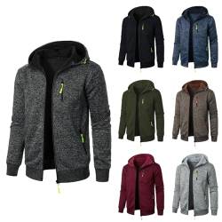 Caxndycing Hoodie Herren,Pullover Herren Zip up Langarm Hoodie mit Kapuze Kapuzenpullover mit Reißverschluss Sweatjacke Kordelzug Casual Sport Winter Sweatshirt Kapuzenjacke von Caxndycing