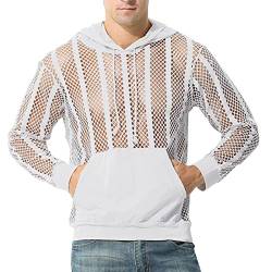 Herren Netzhemd Transparent Muskel Hoodie Netz Casual Locker Shirts Ärmellos Netzshirt Sommer Dünn Atmungsaktiv Netzoberteil Sweatshirt Durchscheinend Tanktops mit Kapuze von Caxndycing