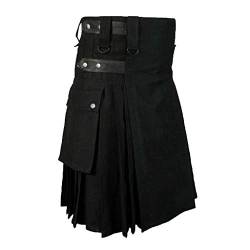 Männer Farbe Spleiß Schottischer Kilt Herren Traditioneller Kilt Irischer Tartan Gothic Faltenrock Tartan Kilt Individualität Vintage Taktischer Cargo-Kilt Kendo Kilt von Caxndycing