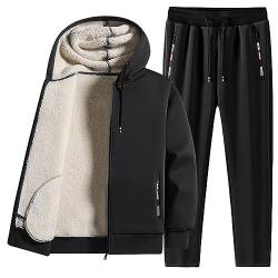 Warmer Jogginganzug Herren Winter Plüsch Trainingsanzug Herren Innen Mit Fell Kapuzenjacke Jogginghose Bekleidungsset 2-Teilig Fleece Hausanzug Herren Winter Gefüttert und Warm Jogginganzug von Caxndycing