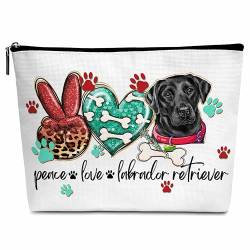 Kosmetiktasche für Hunde, Peace Love, Make-up-Tasche mit Reißverschluss, für Kulturbeutel, Zubehör – A16-A25, Labrador Retriever, Labrador Retriever von Cazhes