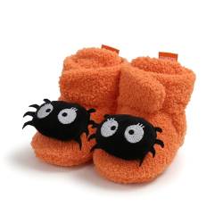 Caziffer Baby Halloween Booties Weiche Anti-Rutsch-Hausschuhe Herbst Winter Warm Säugling Lauflernschuhe, Orange, 6-12 Monate von Caziffer