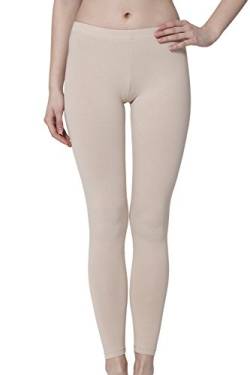 Celodoro Damen Leggings, stretchige Jersey Hose aus Baumwolle - Beige L von Celodoro