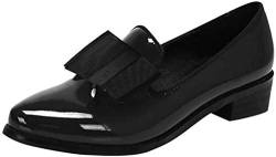 Damen Mokassins Spitz Loafer Flache Schuhe aus Lackleder mit Schleife, Frauen Geschlossene Ballerinas Elegante Slipper Bequeme Damenschuhe Casual Slip-Ons Celucke (Schwarz, 36 EU) von Celucke Damenschuhe