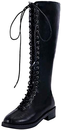 Hohe Stiefel Damen High Heels Sockenstiefel Winterstiefel mit Schnürung, Frauen Langschaftstiefel Lang Boots Elegante Schuhe Winter Warme Damenschuhe Celucke (Schwarz, 36 EU) von Celucke Damenschuhe