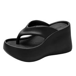 Flip Flops mit Dicker Sohle für Damen Sommer EVA Zehentrenner Keilsandalen Plateau Keilabsatz Sandalen Dicken Sohlen Slip On Hausschuhe Rutschfest Freizeitschuhe Slides von Celucke Sandalette