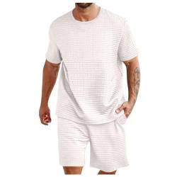 Celucke 2 Teiliges Outfit Herren Sommer 2 teiler Einfarbig Kurzarm T-Shirt Short Sportanzug Jogginganzug Teenager-Anzug Baggy Sommer Anzug Strand Outfit Freizeitanzug von Celucke