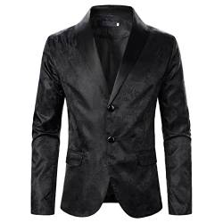 Celucke Anzugjacke Herren Blazer Business-Jacke Stretch Slim Button-Down Revers Vintage Sakko Mäntel Formale Hochzeit Bankett Casual Anzug Freizeithemd(Schwarz,XL) von Celucke