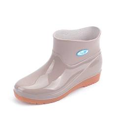 Celucke Gummistiefel Damen Kurzschaft mit Gefüttert Regenstiefel Wasserdicht Kurze Winterstiefel Warme Regenschuhe Schlupfstiefel Rain Boots von Celucke