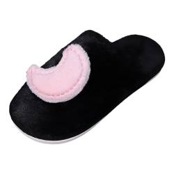 Celucke Hausschuhe Plüsch Damen Winter Baumwolle Pantoffeln mit Stern Mond Flache Boden Bequem Warm rutschfest Leicht Mode Slipper Cartoon Filzpantoffeln Indoor Schuhe Hauspantoffeln von Celucke