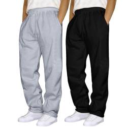 Celucke Jogginghose Herren Lang 2PC Sporthose Breite Baggy Sweatpants Einfarbige Freizeithose Leichte Trainingshose Männer Weites Bein Sweathose Mit Taschen Und Kodelzug Winter Track Pants von Celucke