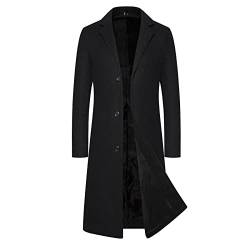 Celucke Mantenl Herren Jacke Slim Fit Winter Übergangsmantel Dünne Lässige Wintermantel Freizeitjacke Business Herrenmantel Lange Trenchcoat Jacken(Schwarz,5XL) von Celucke