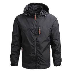 Windbreaker Herren Wasserdicht Regen Jacke Outdoor Rain Freizeitjacke mit Abnehmbarer Kapuze Regenjacke Winddicht Jacke Winter Übergangsjacke Regenmantel Männer Funktionsjacke Outdoorjacke von Celucke