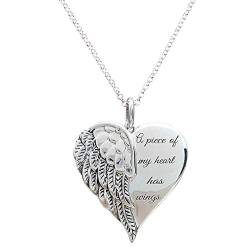 Damen Vintage Halskette mit Engel-Herz neu diamantiert Engelsflügel, Liebe, Halskette - I Know That was You, Muttertag, Geburtstag, Valentinstagsgeschenk (Silber, One von Cenlang