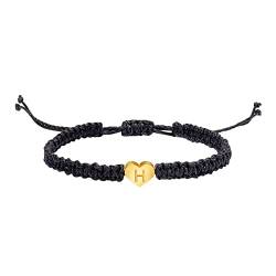 Personalisierte 26 Erste Armband 18K Vergoldete Brief Gewebt Armband Anmutige Herz Charm Armband Gewebt Armband Für Männer Frauen Mädchen Halskette Pack, h, Einheitsgröße von Cenlang