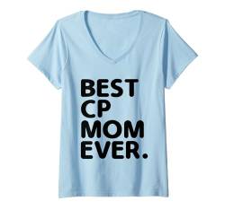 Damen Best CP Mom Ever Cerebral Lähmung Bewusstsein grünes Band T-Shirt mit V-Ausschnitt von Cerebral Palsy Awareness Gifts