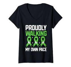 Damen Proud Walking My Own Pace Zerebralparsy Bewusstsein T-Shirt mit V-Ausschnitt von Cerebral Palsy Awareness Gifts