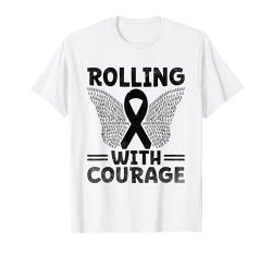 Rolling With Courage Cerebral Lähmung Bewusstsein CP Warrior T-Shirt von Cerebral Palsy Awareness Gifts