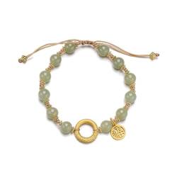 Cernomal Natürliche Jade-Perlenarmbänder Für Damen – S925-Kreis-Charm-Edelstein-Seil-Geflochtener Armreif, Modeschmuck-Charm-Temperament-Armband-Zubehör Für Mädchen, Stein-Armband, von Cernomal