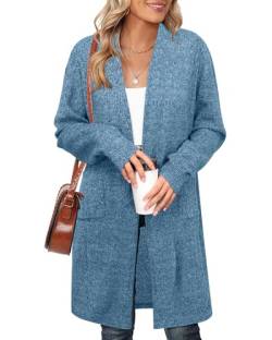 Cerrlop Office Elegante Strickjacke Damen: Gerippter Mantel Damen Lang - Büro Herbst/Winter Strickjacke - Casual Cardigan - Oversize Lange Strickjacke von Cerrlop