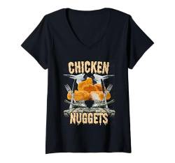 Damen Lustiges Huhn Nugget Bootleg Hardcore Flames Meme T-Shirt mit V-Ausschnitt von Unhinged Chicken Nugget Memes