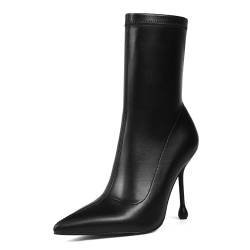 Cewpoeze Damen-Stiefeletten, spitzer Zehenbereich, Slipper, hoher Absatz, Booties, Schwarz (Black Pu), 42 EU von Cewpoeze