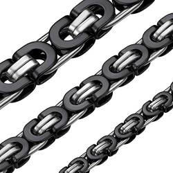 ChainsHouse Königskette Schwarz Ketten für Herren Plattenkette 71cm Edelstahl Byzantinische Kette 10MM breit Halskette Damen Platten Kette Herren Schmuck von ChainsHouse