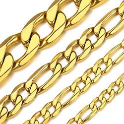 ChainsHouse 51cm Länge Figarokette 6mm18K vergoldete Halskette aus hochwertige Edelstahl mit Geschenkebox und Schmuckbeutel für Mann/Vater/Bruder/Sohn von ChainsHouse