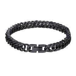 ChainsPro Edelstahl Herrenarmband Panzerkette 8 mm Breit Schwarz Armbänder Herren Panzer Armband Punk Rock Stil Schwer Gross Armkette 21 cm von ChainsPro