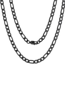 ChainsPro Halskette Herren Klassische Figaro Kette Panzerkette Chain Necklace Hip pop für Männer 6mm breit Gliederkette Edelstahl Schwarz Farbe 61cm von ChainsPro