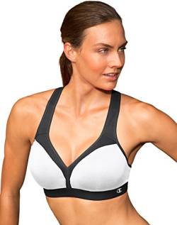 Champion Damen Med Support Curvy mit eingenähter Tasse Sport-BH, Undurchsichtige, Weiß/Schwarz, X-Large von Champion