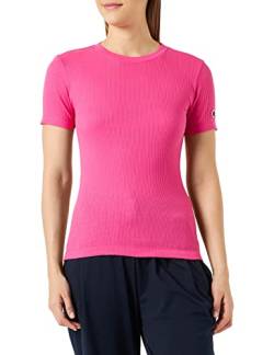 Champion Damen Rochester 1919 Logo Crewneck Slim S-s T-Shirt, Fuchsia (Fpl), Large von Champion