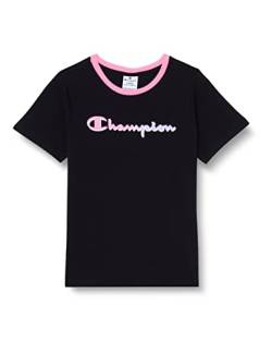 Champion Mädchen Legacy C-color S/S Logo T-Shirt, Schwarz, 7-8 Jahre von Champion
