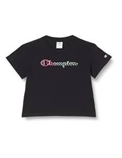 Champion Mädchen Legacy Color Ground Logo Boxy S/S T-Shirt, Schwarz, 5-6 Jahre von Champion