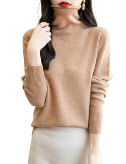 Chanyarn Damen Rollkragenpullover Herbst Winter Warm 100% Merinowolle 2024 First-Line Ready to Wear Langarm nahtlosem Strick Kaschmirstil Pullover (Khaki,XL) von Chanyarn