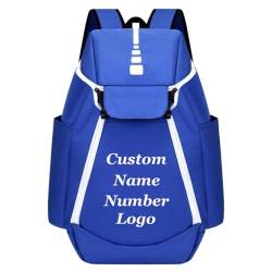 Personalisierte Namens Muster Studenten Laptop Reisetasche Herren Schultasche Große Kapazität Individuelles Logo Basketball Tasche Sporttraining Camping Tasche Blue,15 inches von Chaorwe