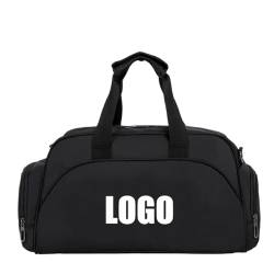 Personalisierte Sport Reisetasche für Damen und Herren – Individuelle Logo Text Namen Übernachtungs Wochenend Tragetasche mit Schuhfach – Reise Yoga Training Fitness Tasche Black,49x30x23cm von Chaorwe