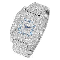 Charles Raymond Bling-ed Out Biggie Square Hip Hop Iced Out Uhr, Sie werden in einer Kristalluhr hypnotisieren - 0513Sq, Silber Blau R#, 8 inches, 0513Sq (Silber Blau R#) von Charles Raymond