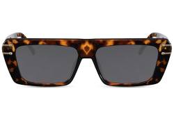 Cheapass Sonnenbrille für Herren und Damen, rechteckig, flach, mit UV-blockierenden Gläsern, Ca: 002 - Braun, Medium von Cheapass