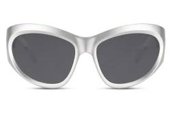 Cheapass Sonnenbrille für Herren und Damen, übergroß, groß, Alien, luxuriöses Accessoire, UV-Blocker, Ca: 001 - Silber, Medium von Cheapass