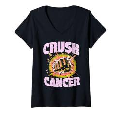 Damen Crush Brustkrebs-Bewusstsein T-Shirt mit V-Ausschnitt von Chebs Inc.