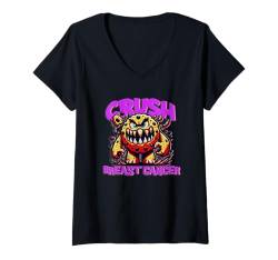 Damen Crush Brustkrebs-Bewusstseinsmonat Monster T-Shirt mit V-Ausschnitt von Chebs Inc.