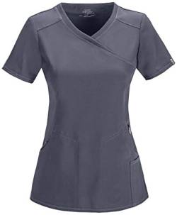 Cherokee Damen OP-Oberteil Infinity - Kasack Oberteil - OP-Oberteil - Klinik-Hemd - Klinikkleid - Schlupfkasack - Scrubs - Medizinische Berufsbekleidung - Zinngrau - 3XL von Cherokee