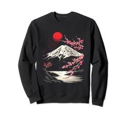 Asien Majestätischer Berg Fuji Sakura Japanische Kunst Sweatshirt von Cherry blossom Mount Fuji Aesthetic Oriental