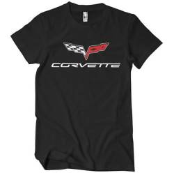 Chevrolet Offizielles Lizenzprodukt Corvette C6 Logo Großes & großes Herren-T-Shirt (Schwarz), XXXX-Large von Chevrolet